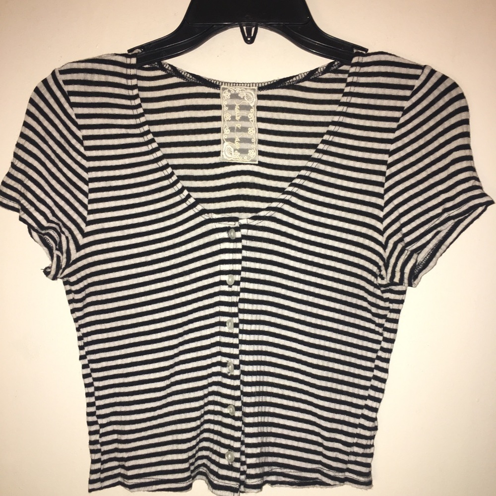 Striped button down crop top